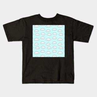Clouds dreaming in blue with closed eyes and eyelashes Kids T-Shirt